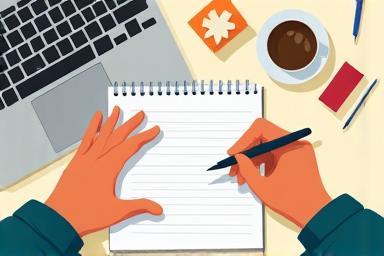 Person writing or typing content